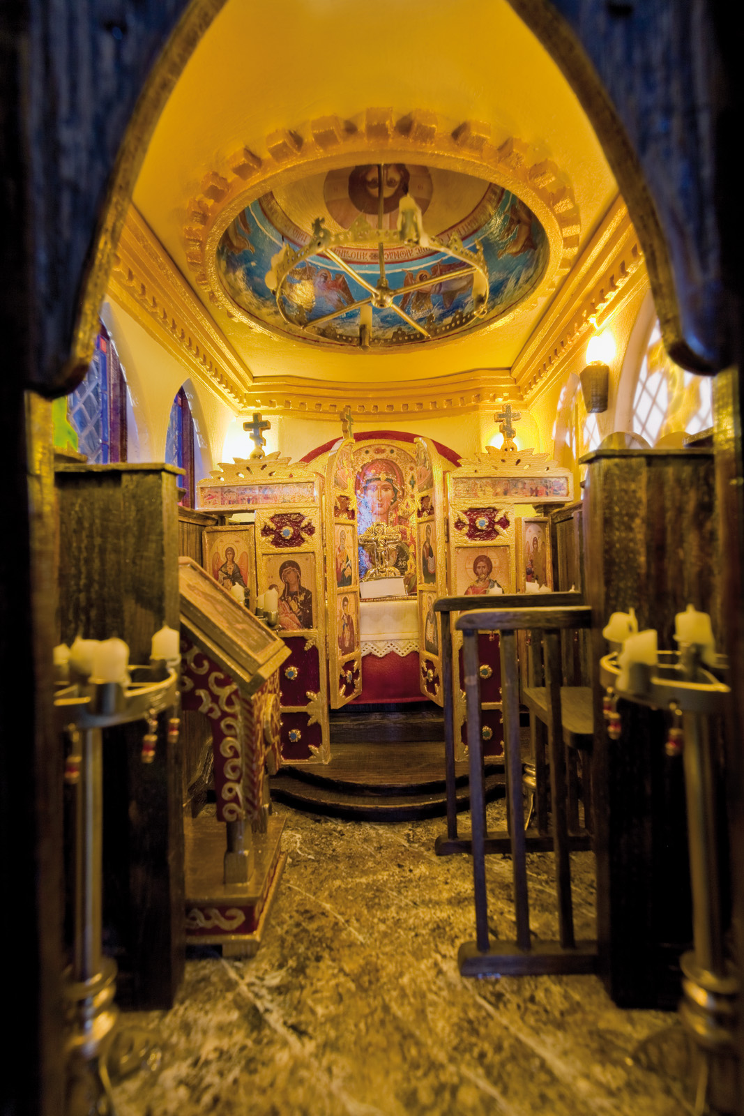 Interior view of the Orthodox Christian shed from Deities At The Bottom Of The Garden