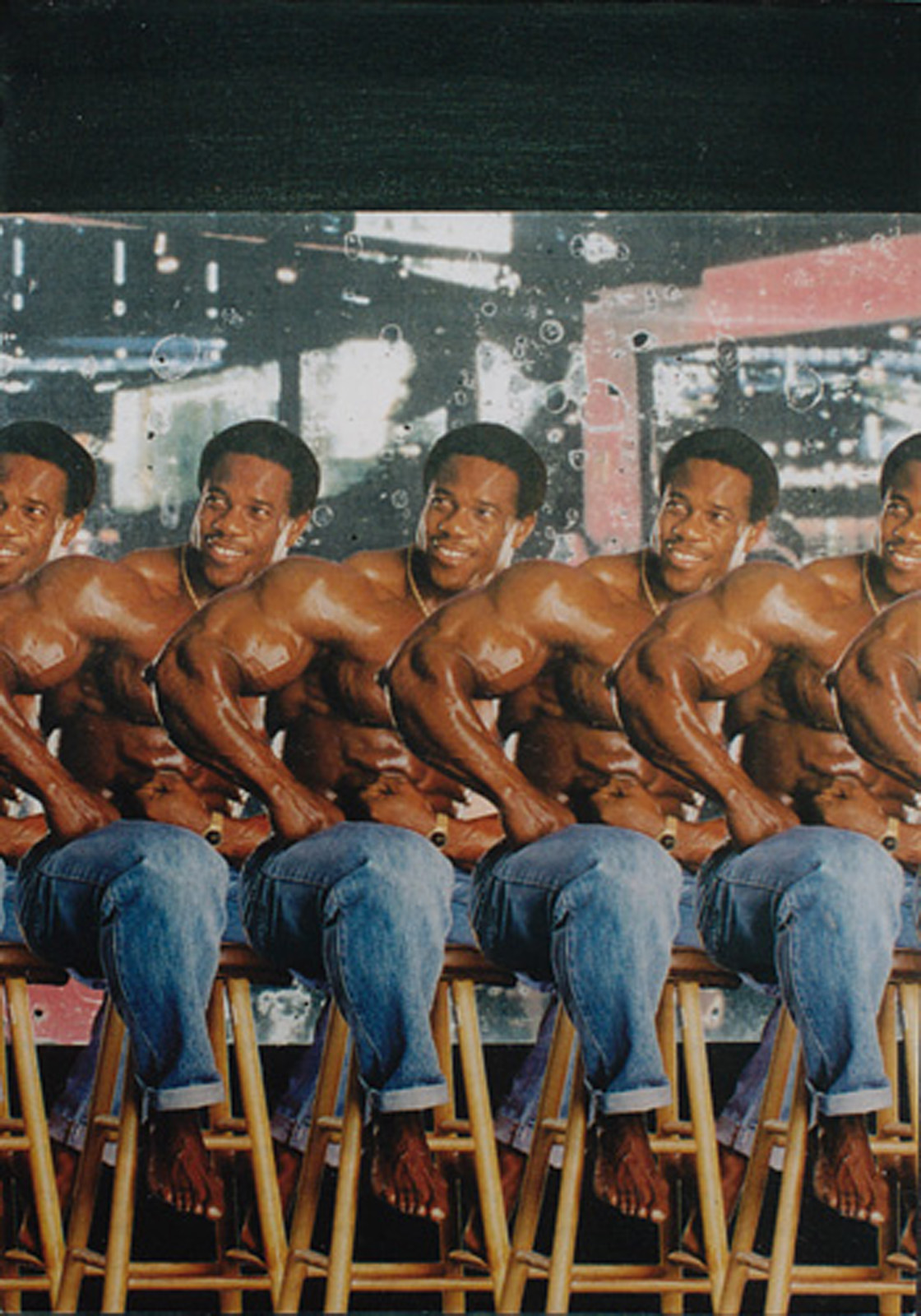 A painting of bodybuilders