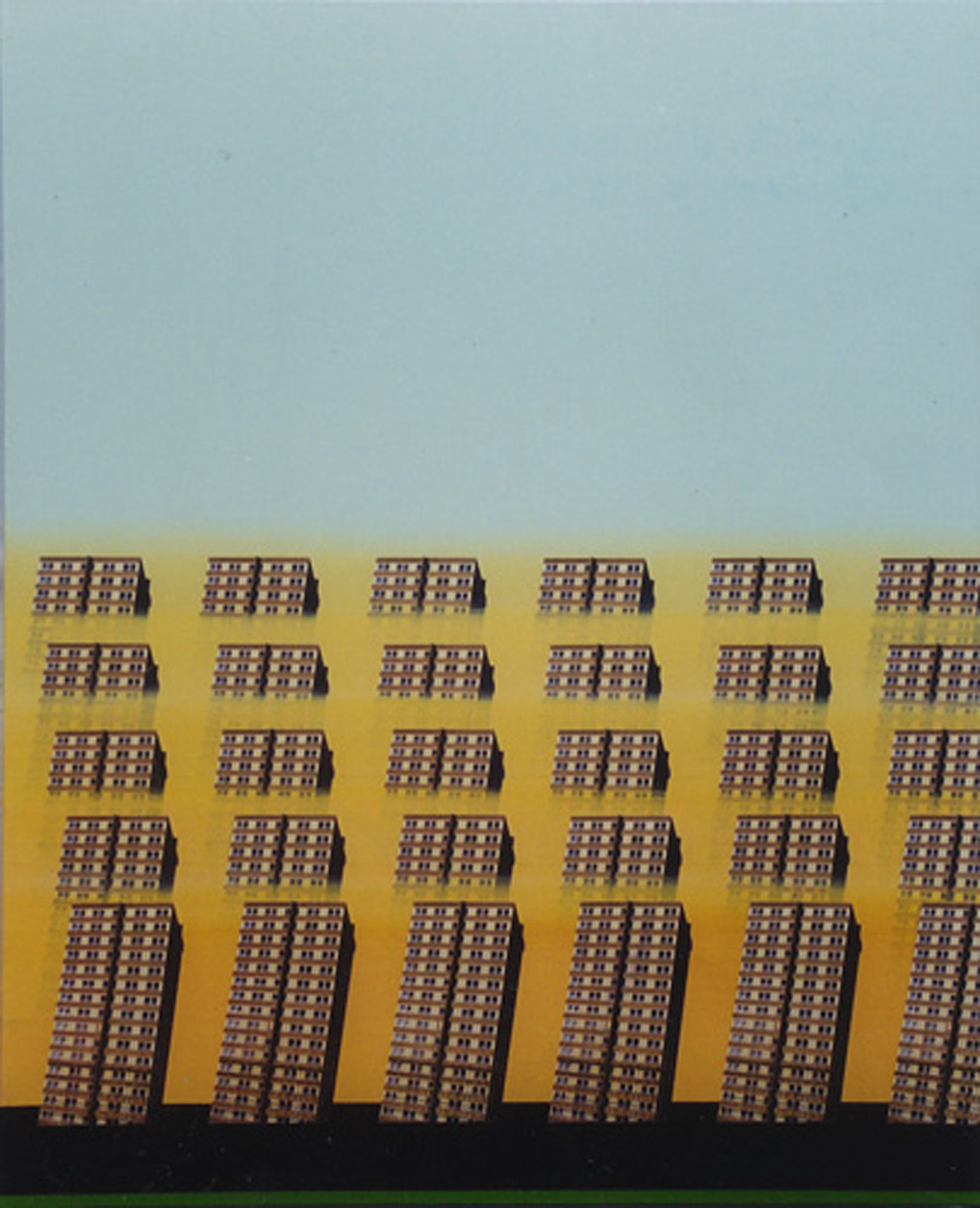 A painting of tower blocks from the One series