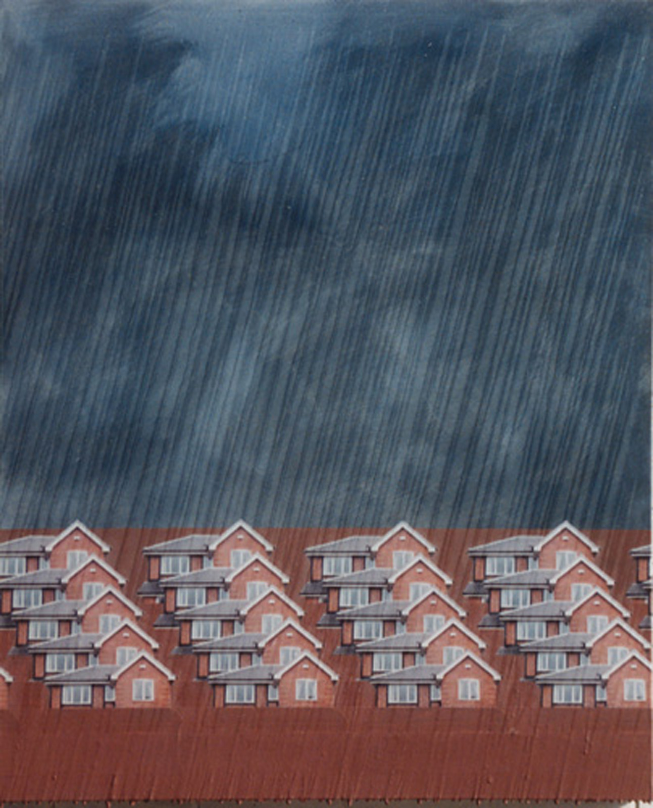 A painting of flooded houses from the One series