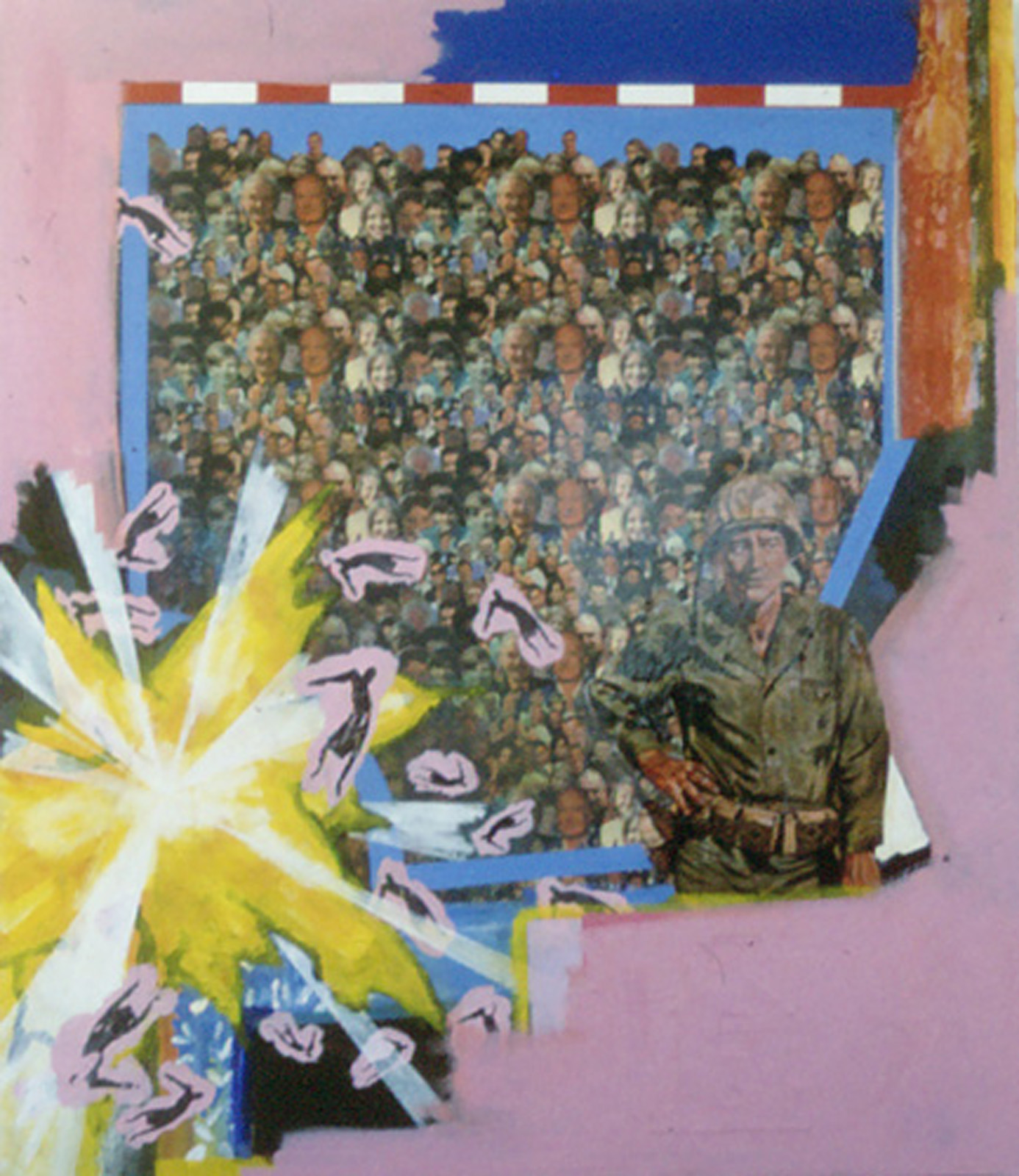 A painting of a hero among a crowd