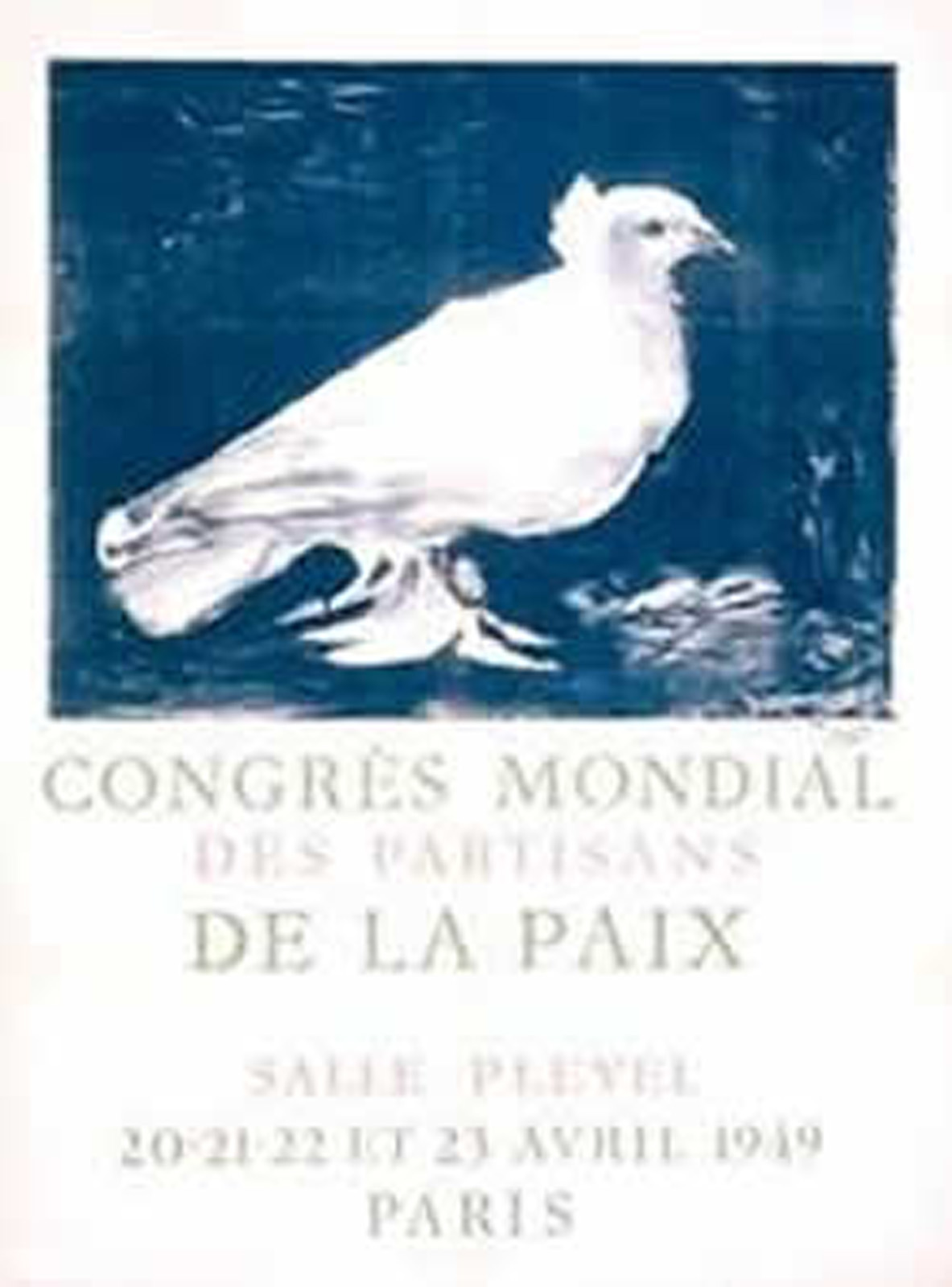 Original Peace Congress poster featuring Picasso's dove