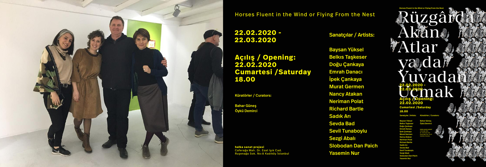 Flyer for Horses Fluent in the Wind, a group exhibition including Richard Bartle at Halka Sanat Projesi, Istanbul