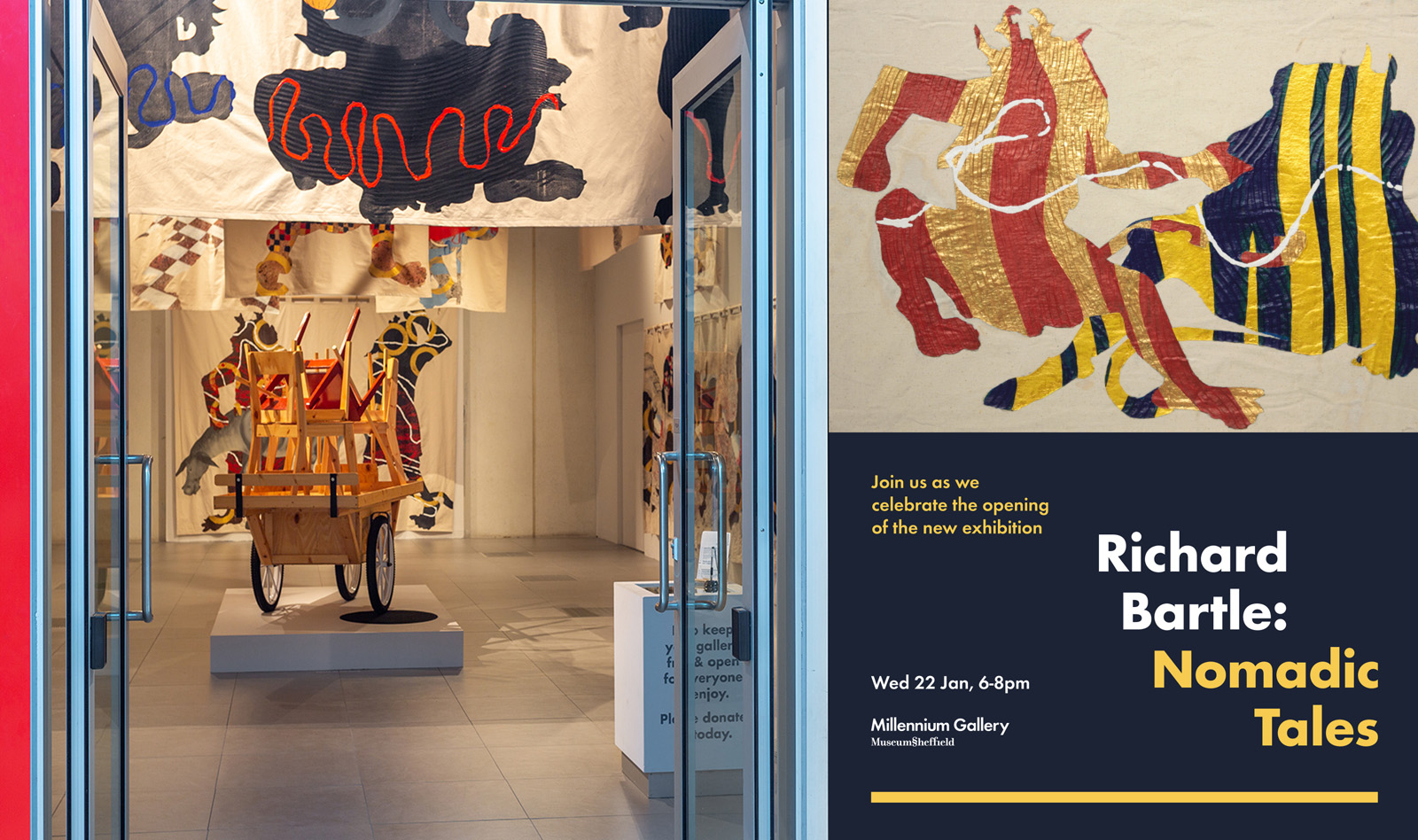 Invitation flyer for Nomadic Tales by Richard Bartle at Millennium Gallery, Sheffield