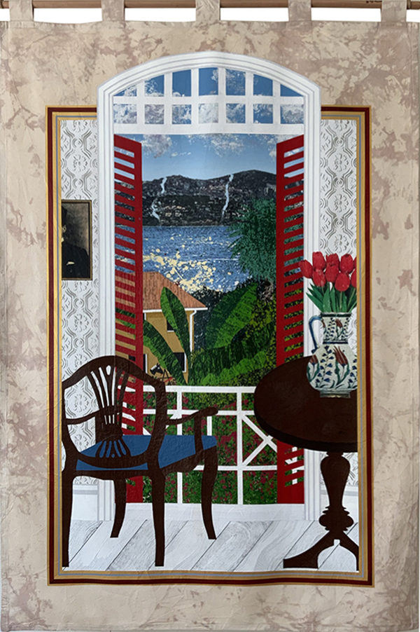 A painting of the view of Buyukada from Hotel Splendid from The Book of Streets